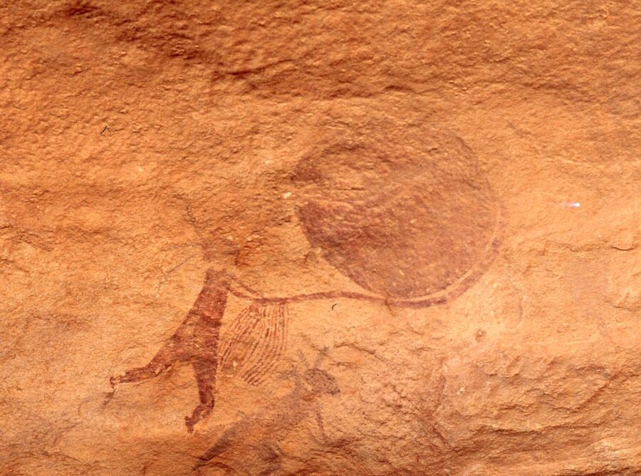 Prehistoric cave painting of an animal, about 6,000 BCE