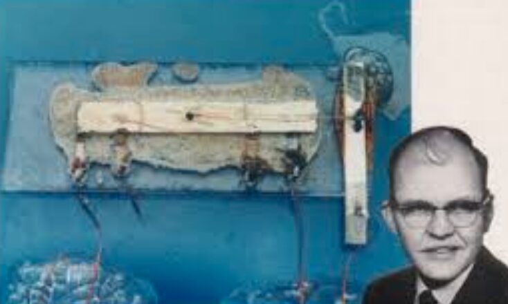 Jack Kilby with the first integrated circuit