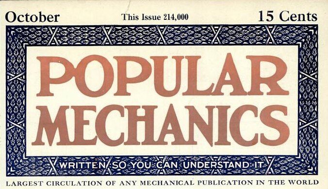Popular Mechanics cover, October 1909, 15 cents