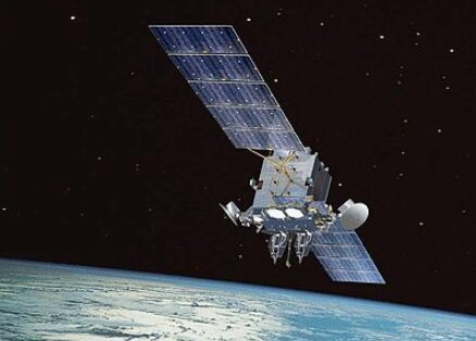 A communications satellite above the Earth